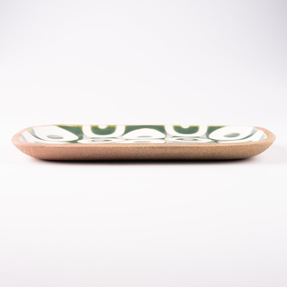 やちむん 一翠窯 長方皿(小) ヘゴ 緑 やちむん 一翠窯 やちむん