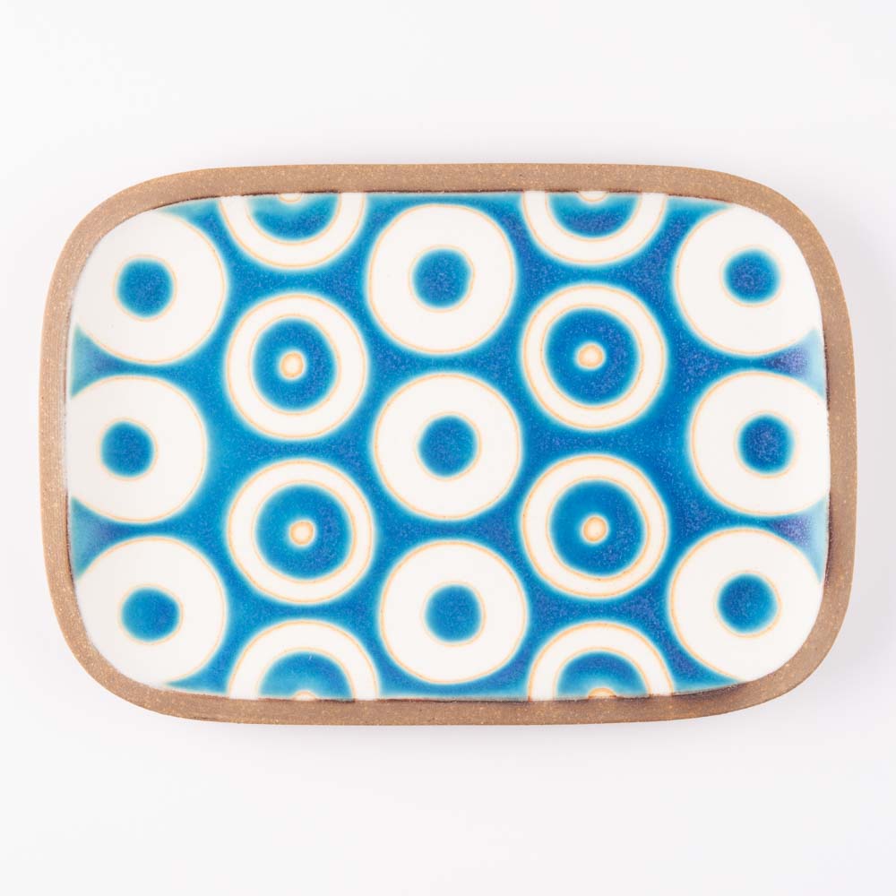 やちむん 一翠窯 長方皿(小) ヘゴ トルコブルー ¥2,860 大人の焼き物