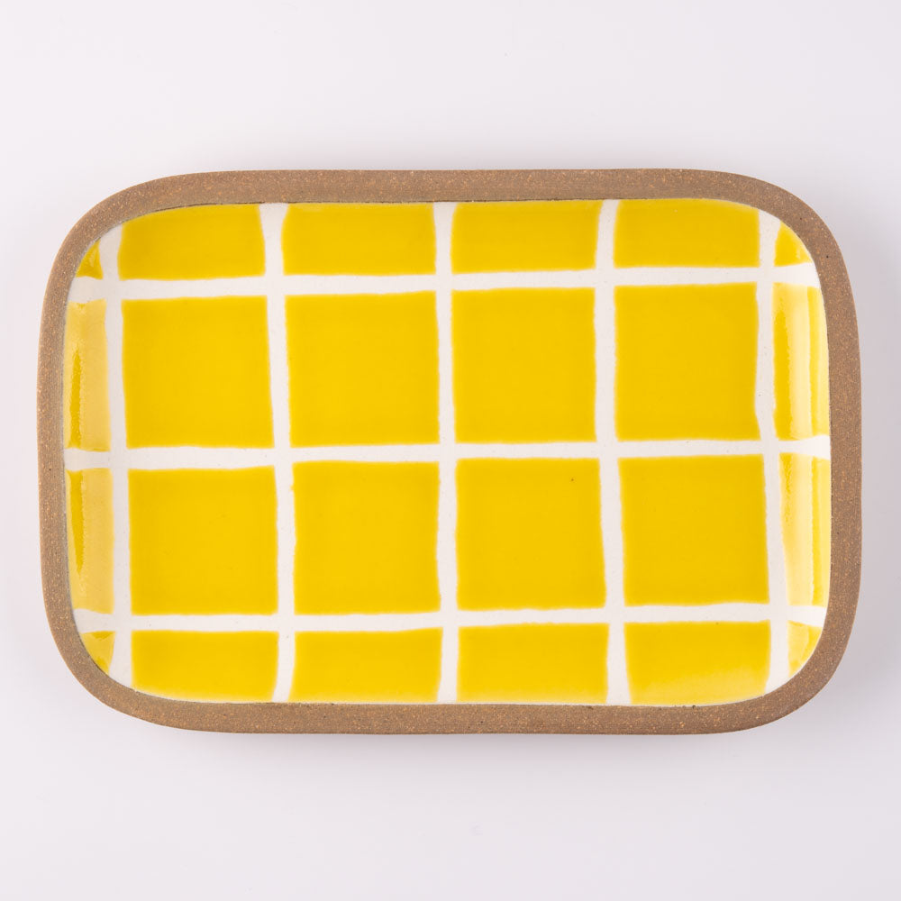 やちむん 一翠窯 長方皿(小) タイル 黄 やちむん 一翠窯 やちむん