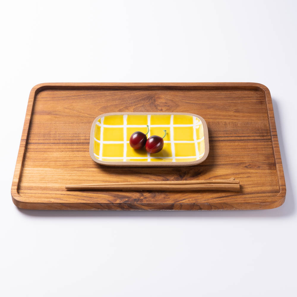 やちむん 一翠窯 長方皿(小) タイル 黄 やちむん 一翠窯 やちむん