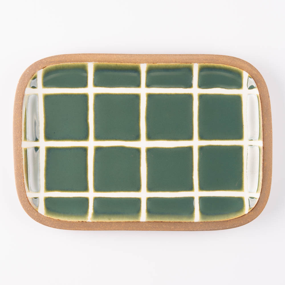 やちむん 一翠窯 長方皿(小) タイル 緑 やちむん 一翠窯 やちむん