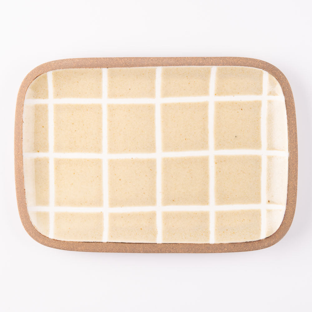 やちむん 一翠窯 長方皿(小) タイル 白(キビ灰) やちむん 一翠窯 やちむん