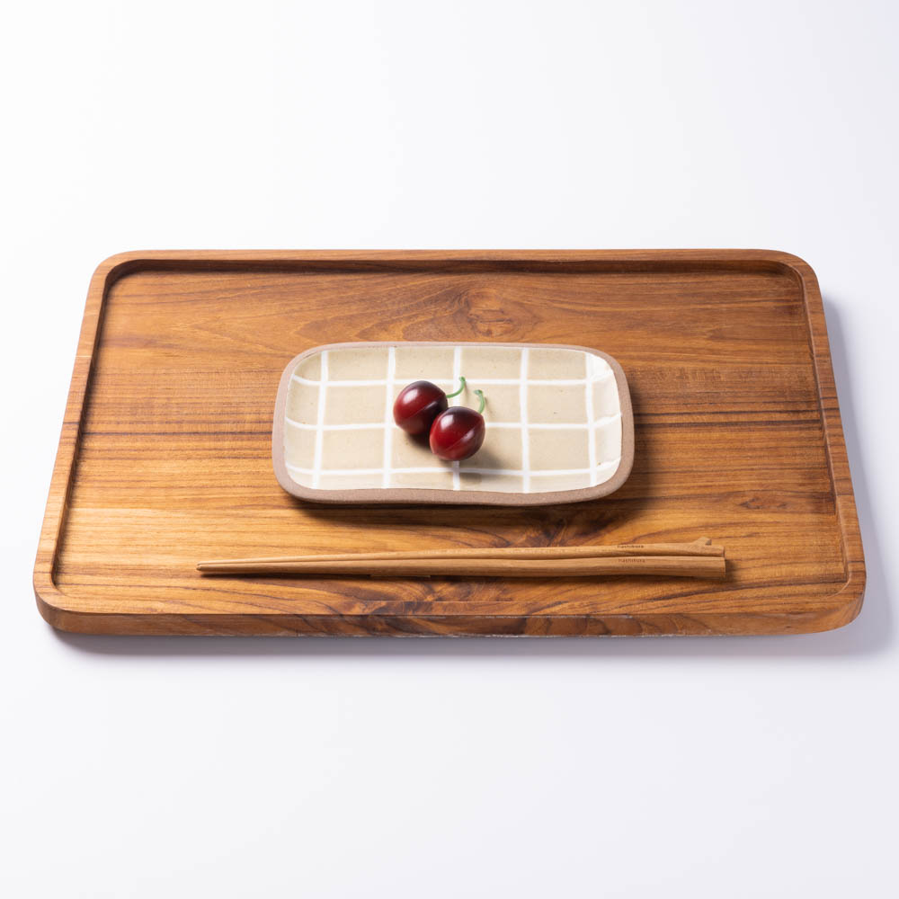 やちむん 一翠窯 長方皿(小) タイル 白(キビ灰) やちむん 一翠窯 やちむん