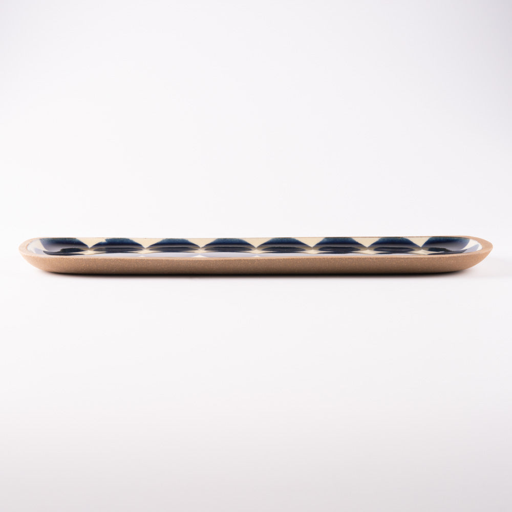 やちむん 一翠窯 長方皿(長) 呉須丸紋 やちむん 一翠窯 やちむん