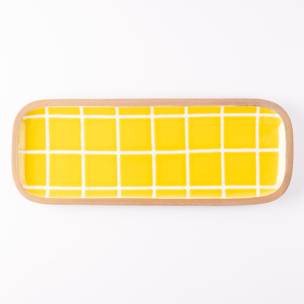 やちむん 一翠窯 長方皿(長) タイル 黄 やちむん 一翠窯 やちむん