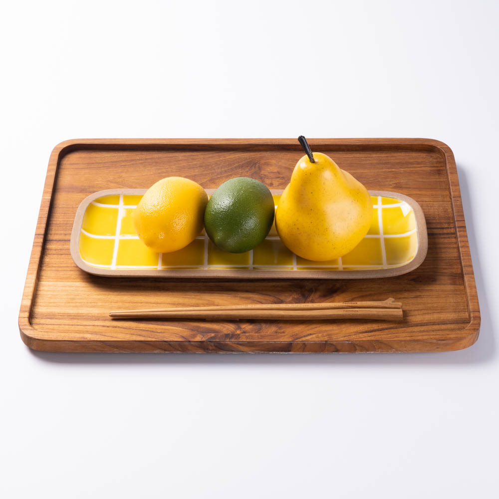 やちむん 一翠窯 長方皿(長) タイル 黄 やちむん 一翠窯 やちむん