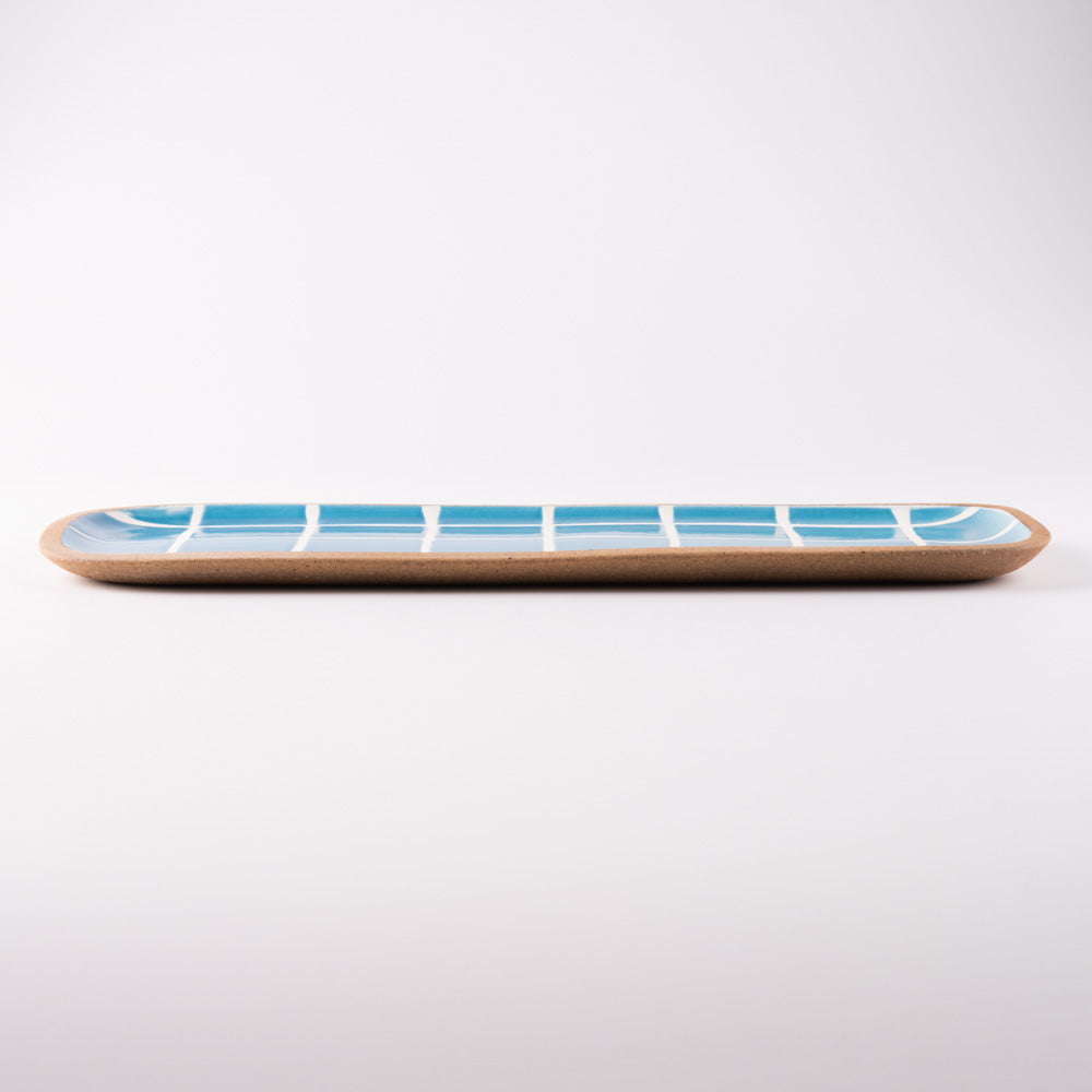 やちむん 一翠窯 長方皿(長) タイル 水色 やちむん 一翠窯 やちむん