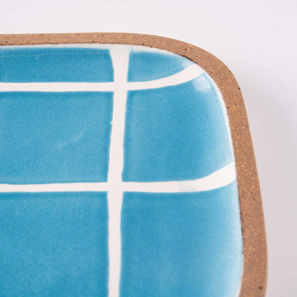 やちむん 一翠窯 長方皿(長) タイル 水色 やちむん 一翠窯 やちむん