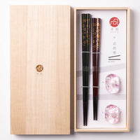 津軽びいどろ sakura 小判箸置/箸セット 津軽びいどろ 木工もの
