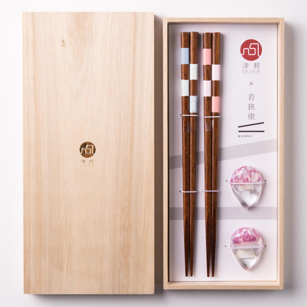 津軽びいどろ sakura しずく箸置/箸セット 津軽びいどろ 木工もの