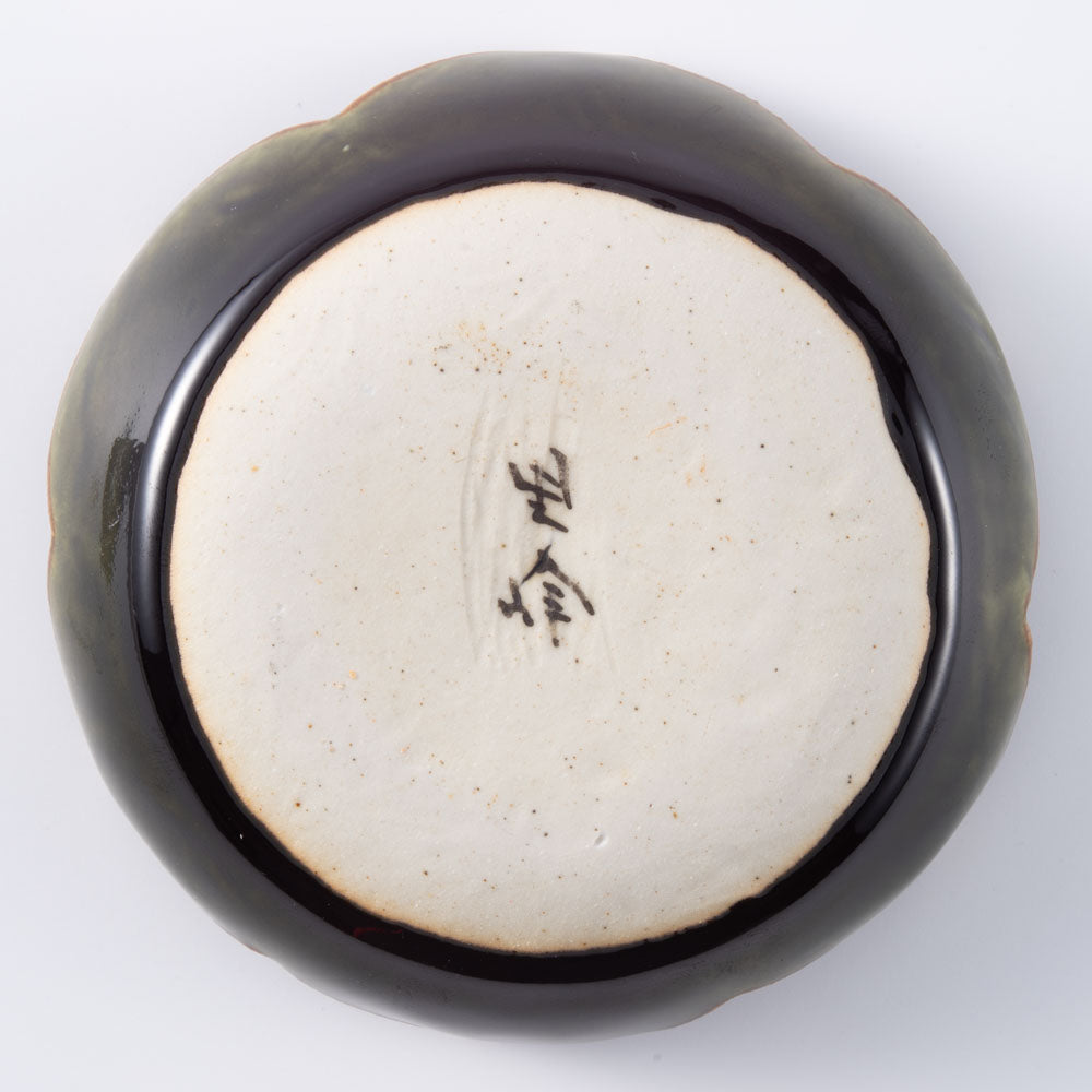 三川内焼 玉峰窯 織部釉ハス型小鉢 三川内焼 玉峰窯 三川内焼