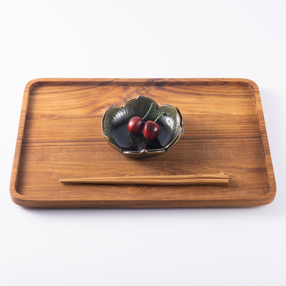 三川内焼 玉峰窯 織部釉ハス型小鉢 三川内焼 玉峰窯 三川内焼