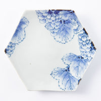 三川内焼 玉峰窯 ぶどう六角取皿 三川内焼 玉峰窯 三川内焼