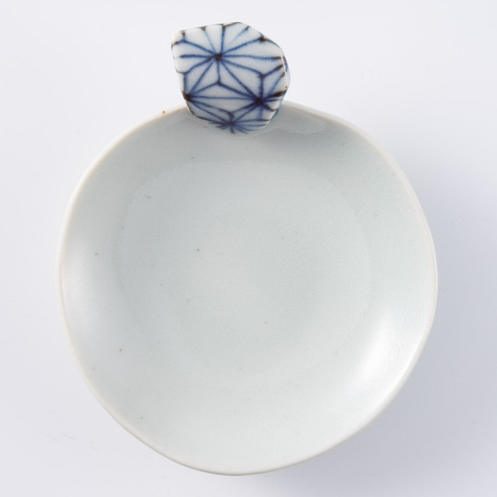 三川内焼 玉峰窯 手付き豆皿 麻の葉 三川内焼 玉峰窯 三川内焼