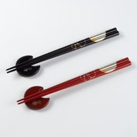 一双 若狭塗箸 宵待月&箸置華桜2P(桐箱入り) 一双 木工もの