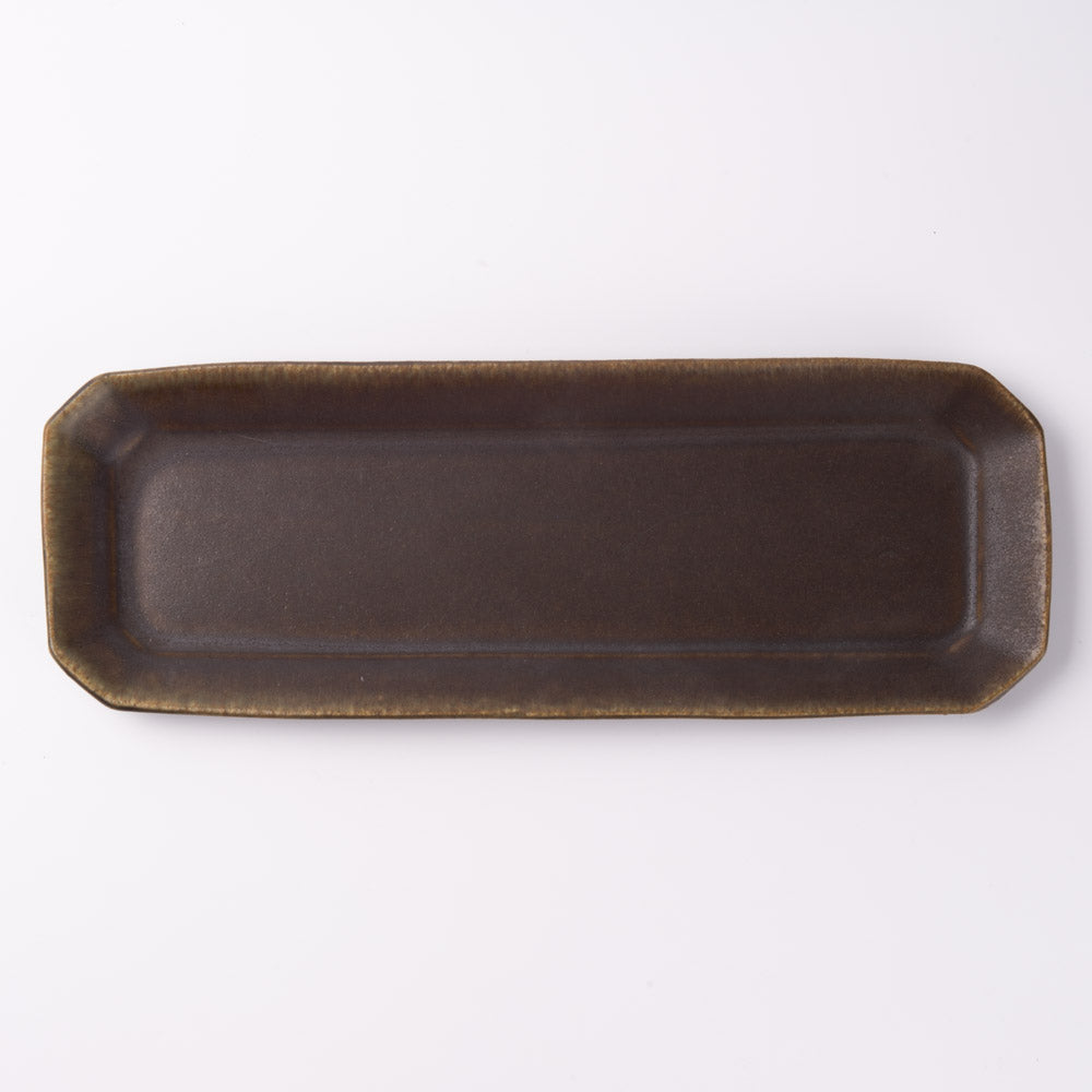 古谷製陶所 サビ釉 八角長皿 信楽焼 古谷製陶所 信楽焼