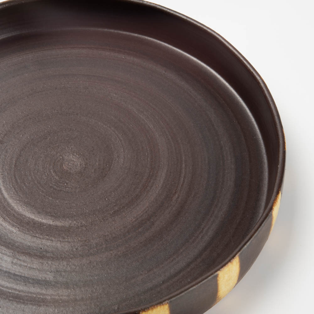 作家 エヴァンズ高田寛子 FLAT M acorn & tan(焦茶 x 黄) 作家 エヴァンズ高田寛子 陶磁器作家もの