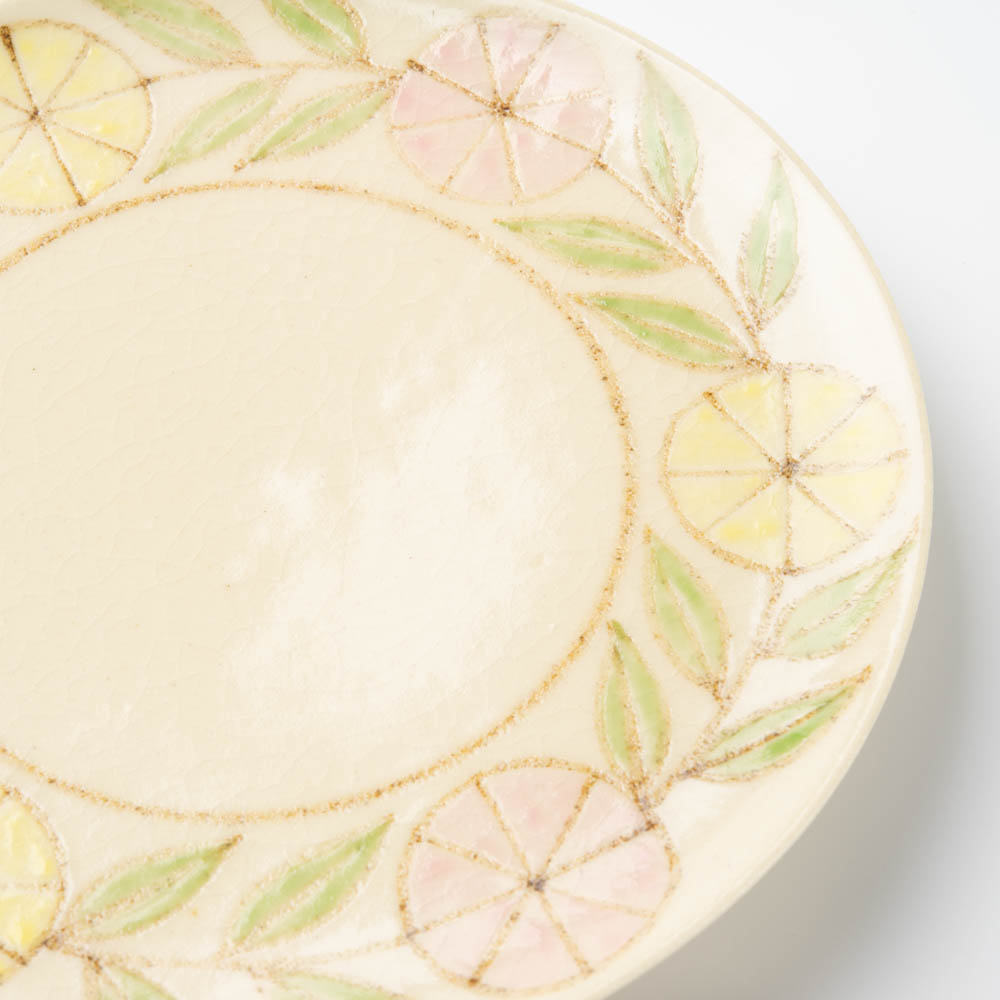 アトリエたき 花輪 小皿(ピンク×黄) アトリエたき 陶磁器作家もの