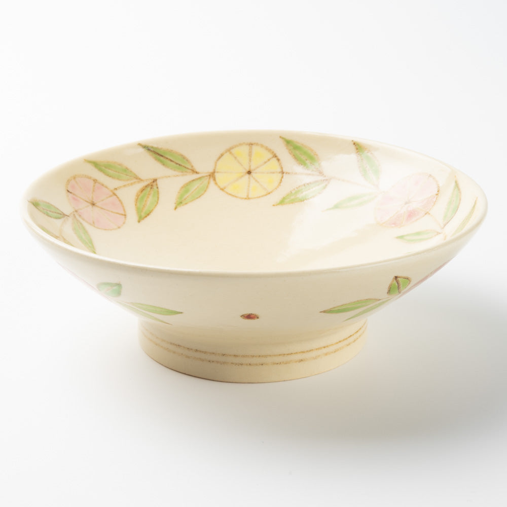 アトリエたき 花輪 鉢(ピンク×黄) アトリエたき 陶磁器作家もの