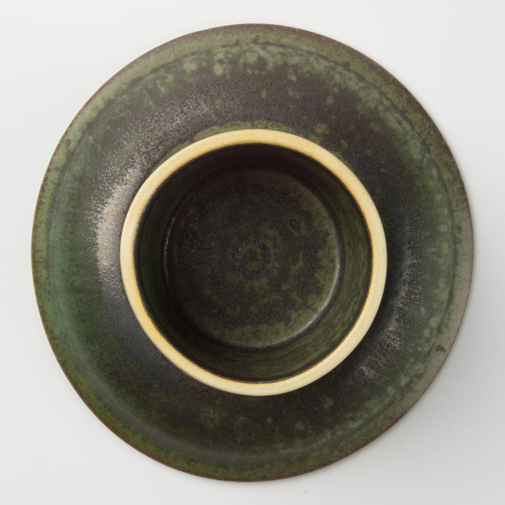 yoshida pottery 高杯皿(S) さびいろうぐいす yoshida pottery 陶磁器作家もの