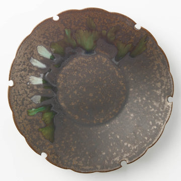 yoshida pottery　雪輪皿　さびいろすす yoshida pottery 陶磁器作家もの