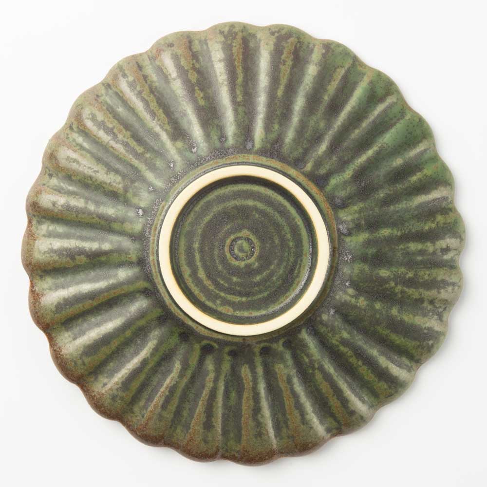 yoshida pottery 輪花皿 さびいろうぐいす yoshida pottery 陶磁器作家もの