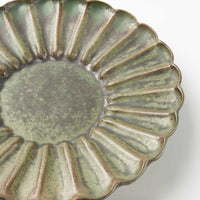 yoshida pottery 輪花皿 さびいろうぐいす yoshida pottery 陶磁器作家もの