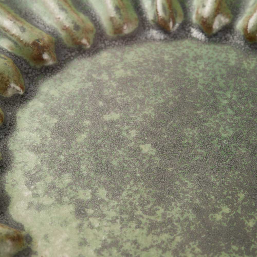 yoshida pottery 輪花皿 さびいろうぐいす yoshida pottery 陶磁器作家もの