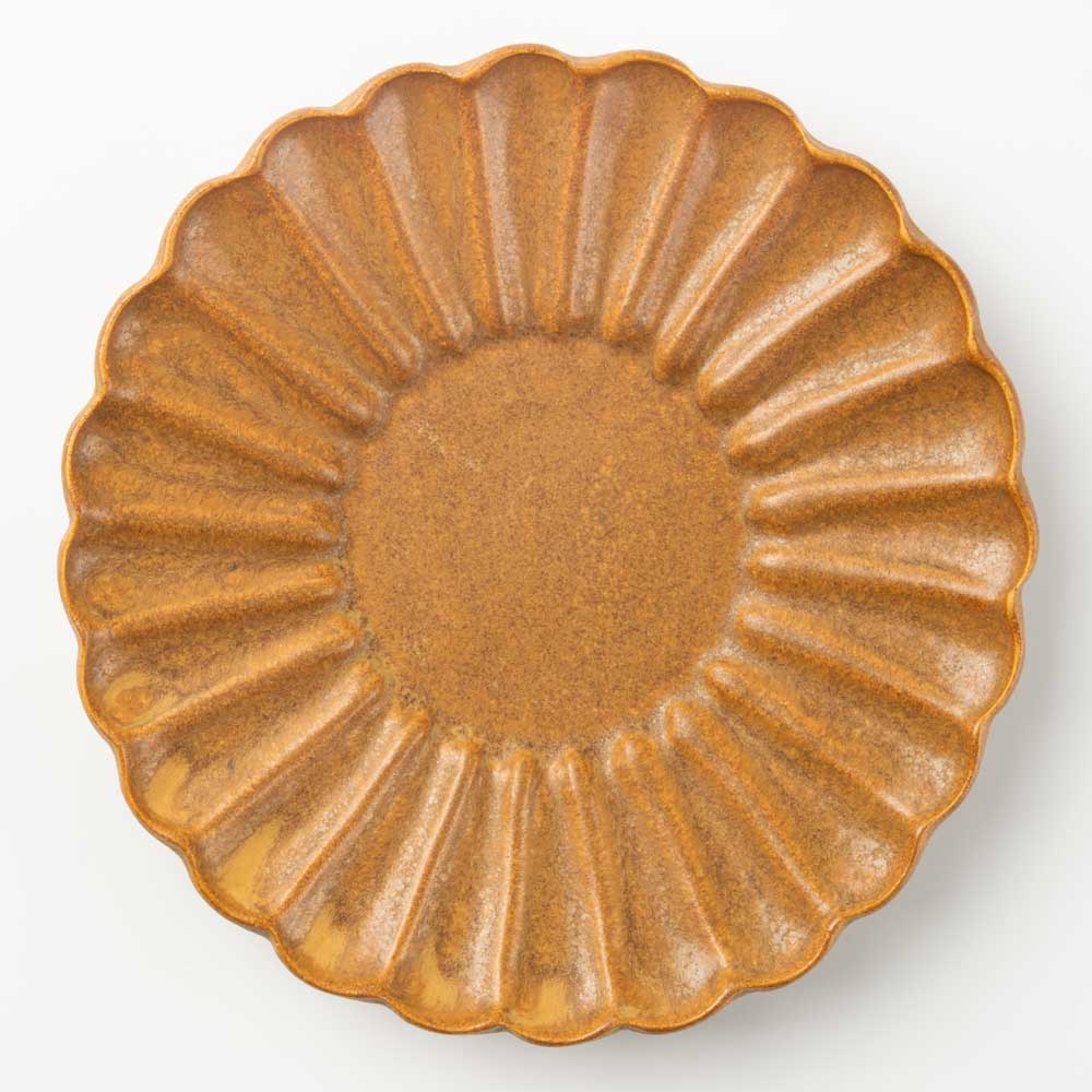 yoshida pottery 輪花皿 さびいろこはく yoshida pottery 陶磁器作家もの