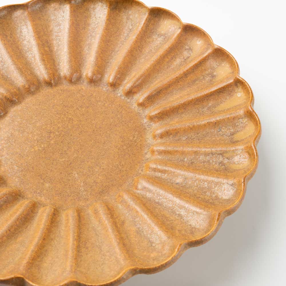 yoshida pottery 輪花皿 さびいろこはく yoshida pottery 陶磁器作家もの