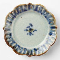 砥部焼 陶房遊 3寸輪花リム皿 錆青 砥部焼 陶房遊 砥部焼