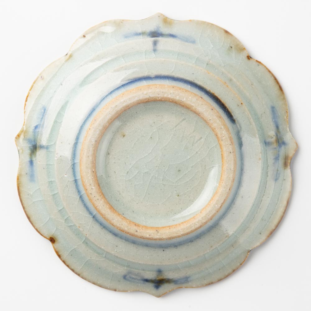 砥部焼 陶房遊 3寸輪花リム皿 錆青 砥部焼 陶房遊 砥部焼
