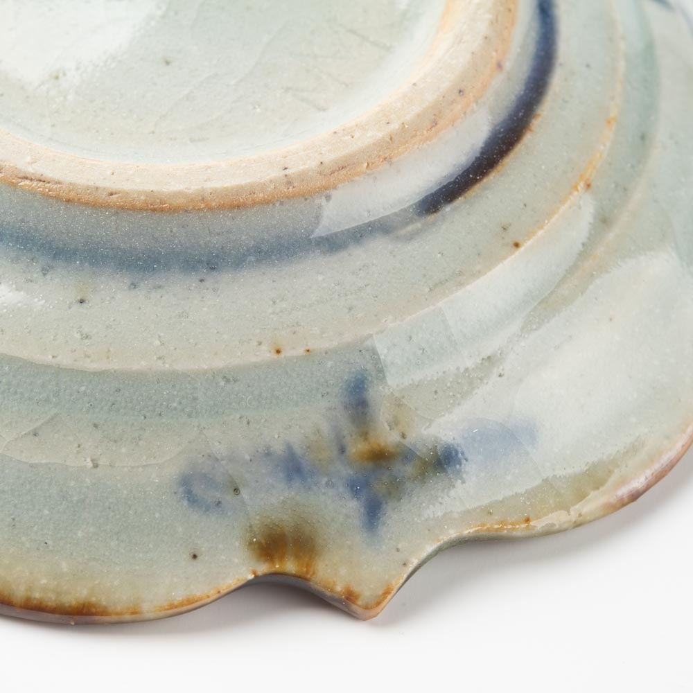 砥部焼 陶房遊 3寸輪花リム皿 錆青 砥部焼 陶房遊 砥部焼