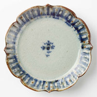 砥部焼 陶房遊 5寸輪花リム皿 錆青 砥部焼 陶房遊 砥部焼