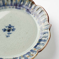 砥部焼 陶房遊 5寸輪花リム皿 錆青 砥部焼 陶房遊 砥部焼