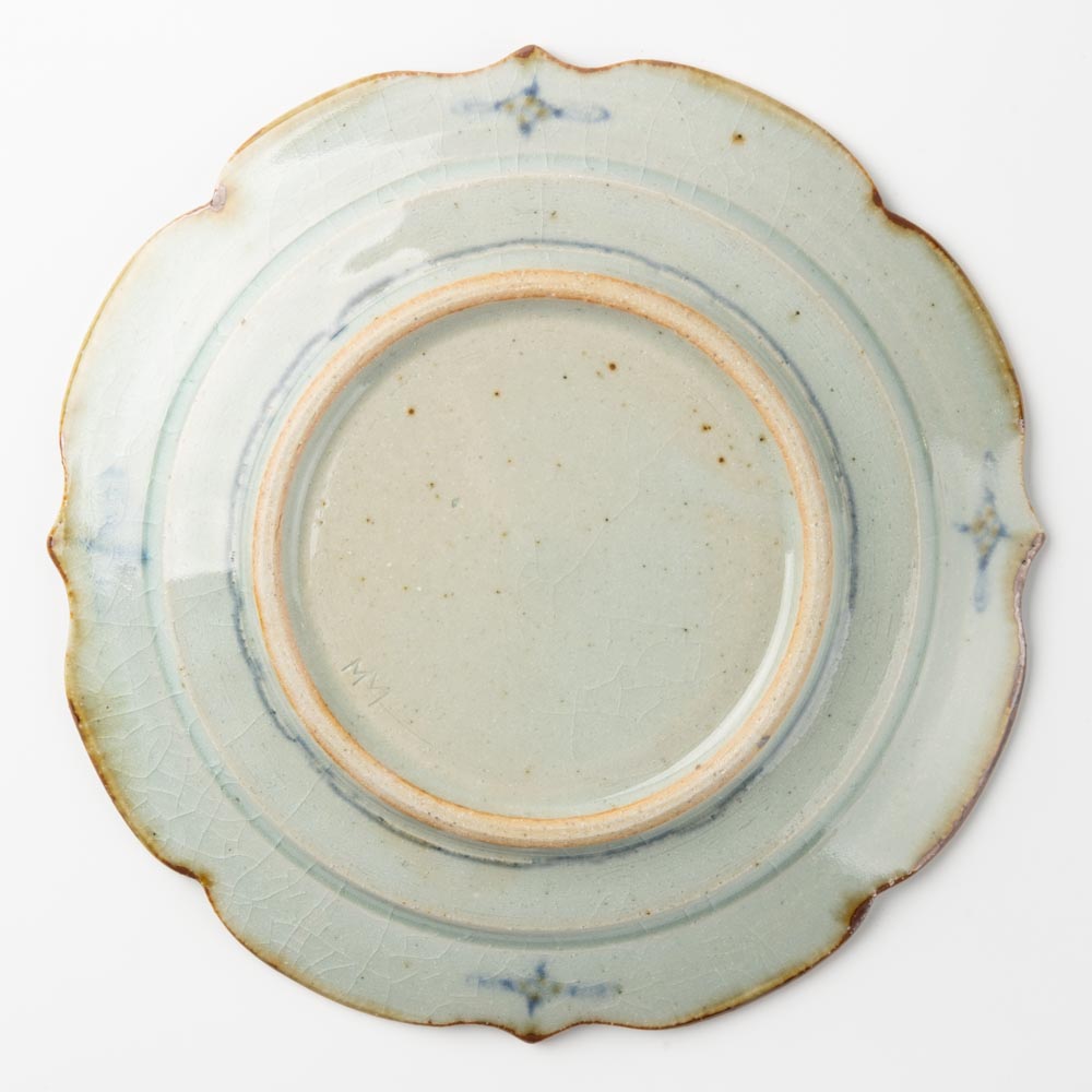 砥部焼 陶房遊 6.5寸輪花リム皿 錆青 砥部焼 陶房遊 砥部焼