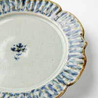 砥部焼 陶房遊 6.5寸輪花リム皿 錆青 砥部焼 陶房遊 砥部焼