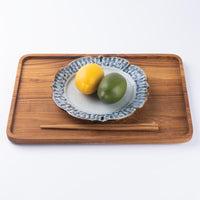 砥部焼 陶房遊 6.5寸輪花リム皿 錆青 砥部焼 陶房遊 砥部焼