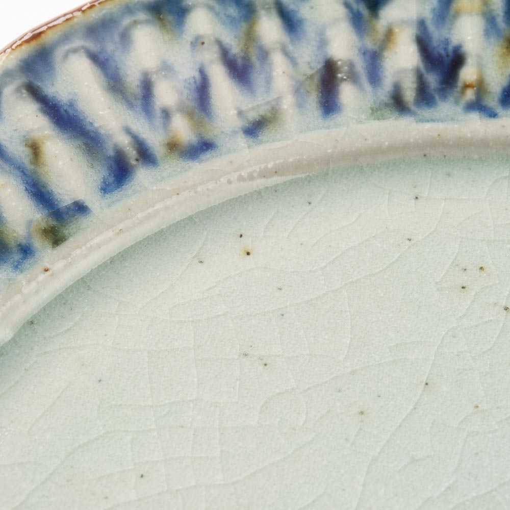 砥部焼 陶房遊 6.5寸輪花リム皿 錆青 砥部焼 陶房遊 砥部焼