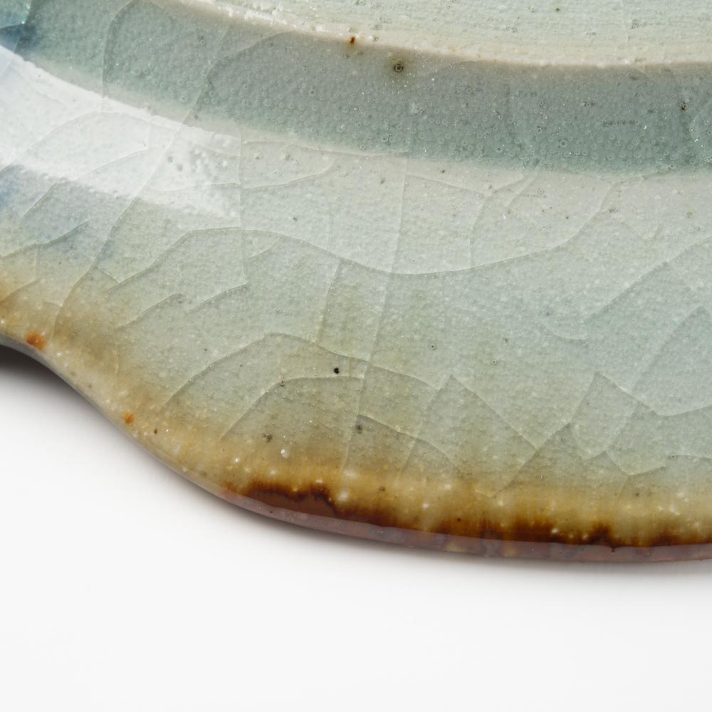 砥部焼 陶房遊 6.5寸輪花リム皿 錆青 砥部焼 陶房遊 砥部焼