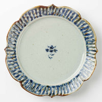 砥部焼 陶房遊 7.8寸輪花リム皿 錆青 砥部焼 陶房遊 砥部焼