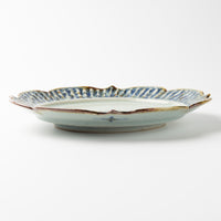 砥部焼 陶房遊 7.8寸輪花リム皿 錆青 砥部焼 陶房遊 砥部焼