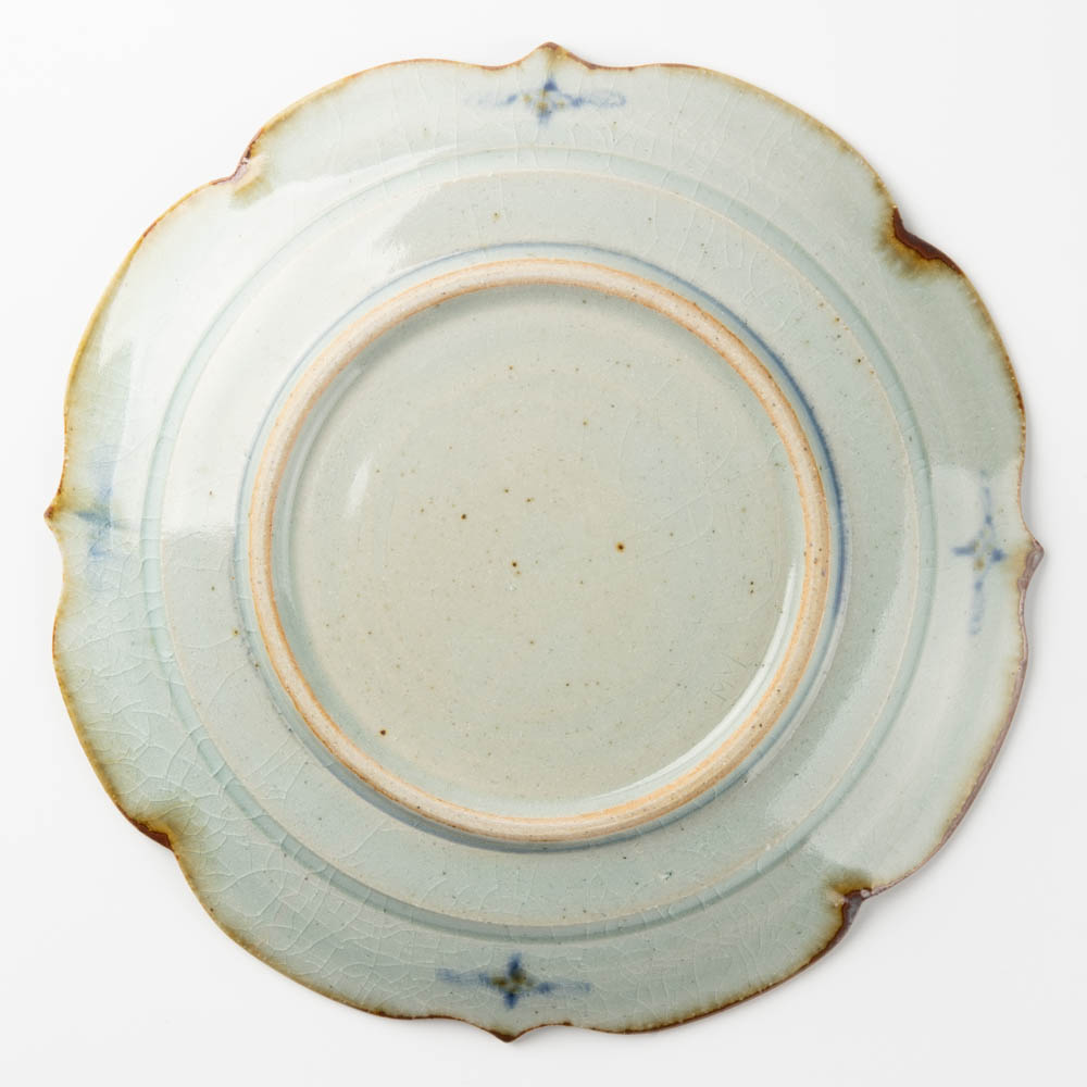 砥部焼 陶房遊 7.8寸輪花リム皿 錆青 砥部焼 陶房遊 砥部焼