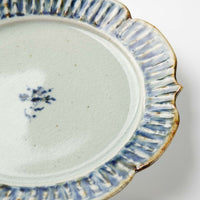 砥部焼 陶房遊 7.8寸輪花リム皿 錆青 砥部焼 陶房遊 砥部焼