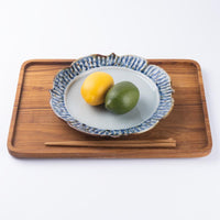 砥部焼 陶房遊 7.8寸輪花リム皿 錆青 砥部焼 陶房遊 砥部焼