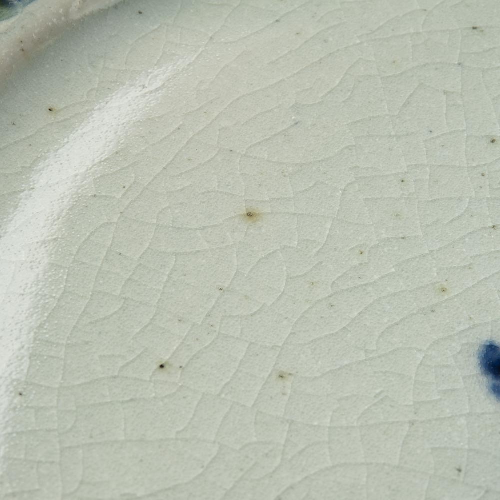 砥部焼 陶房遊 7.8寸輪花リム皿 錆青 砥部焼 陶房遊 砥部焼