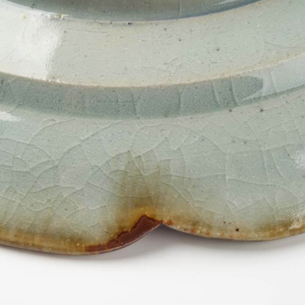 砥部焼 陶房遊 7.8寸輪花リム皿 錆青 砥部焼 陶房遊 砥部焼
