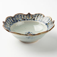 砥部焼 陶房遊 輪花リム鉢(小) 錆青 砥部焼 陶房遊 砥部焼