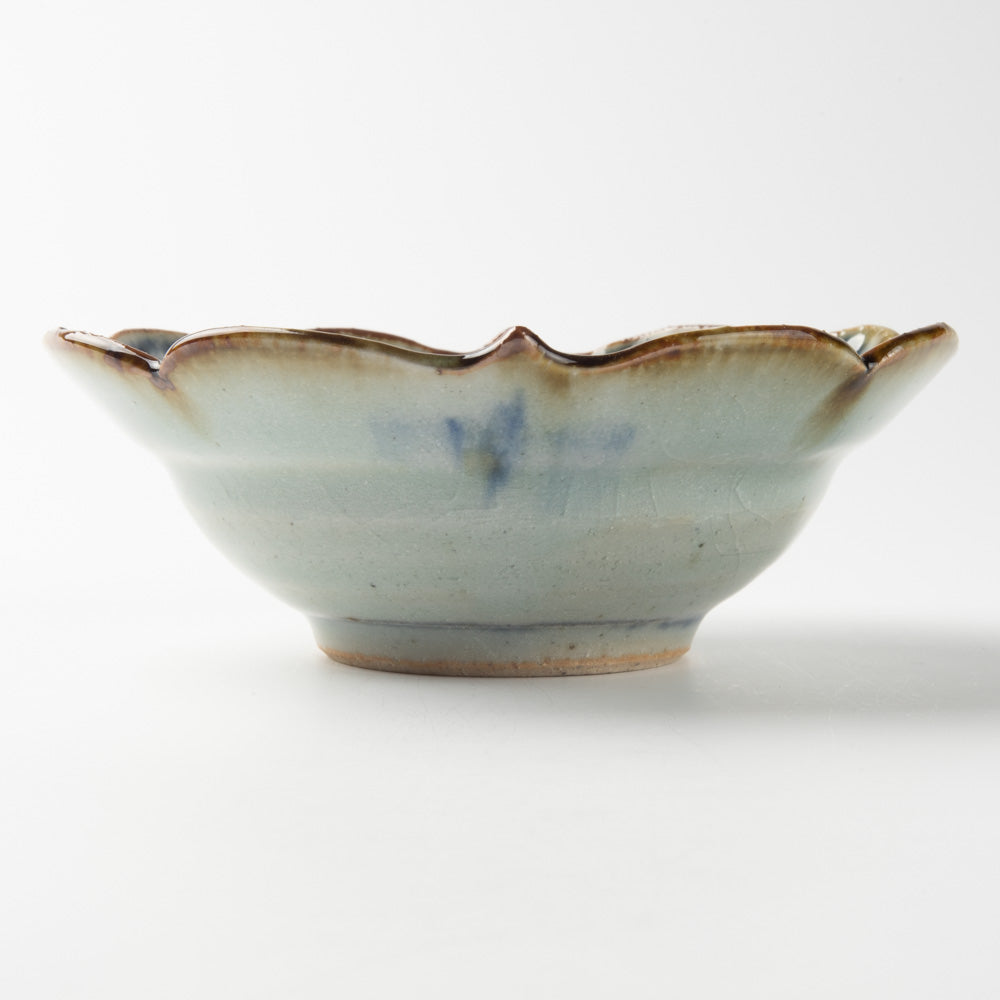 砥部焼 陶房遊 輪花リム鉢(小) 錆青 砥部焼 陶房遊 砥部焼