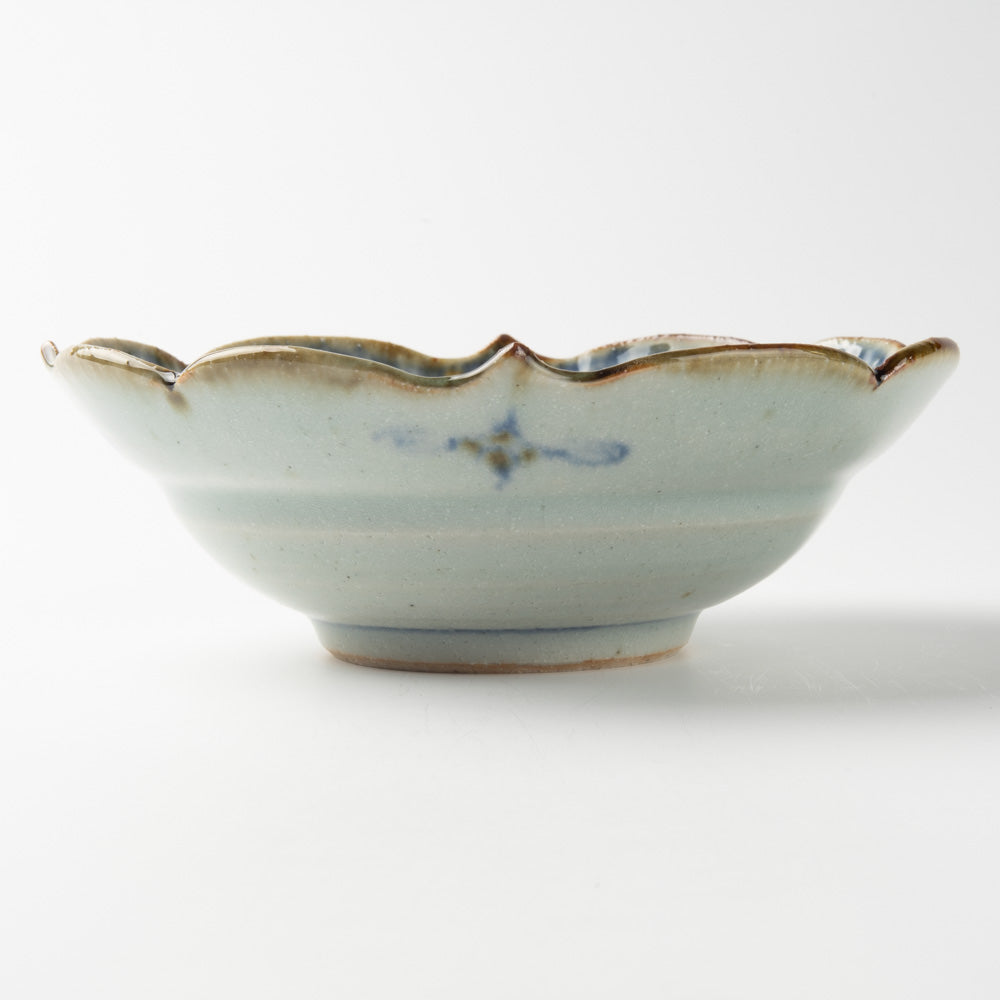 砥部焼 陶房遊 輪花リム鉢(中) 錆青 砥部焼 陶房遊 砥部焼